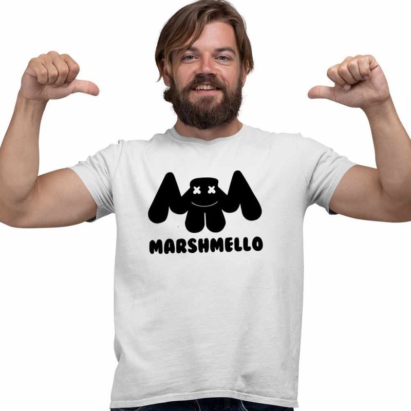 Fashion, accesorii si bijuterii - Barbati - Imbracaminte - Tricouri si bluze barbati - Tricou Barbati Marshmello, alb, marime 3XL - Infinity.ro