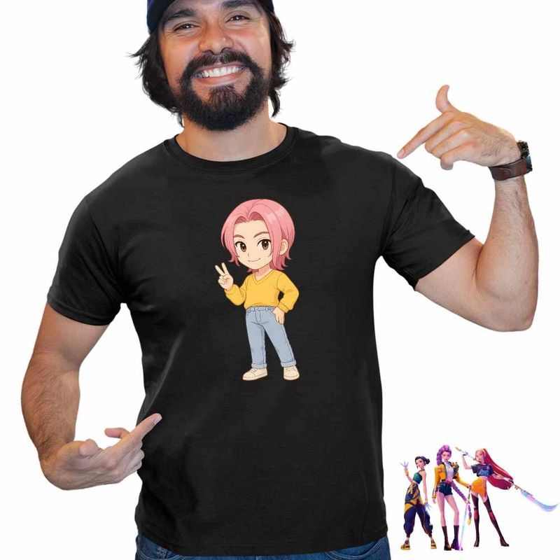 Fashion, accesorii si bijuterii - Barbati - Imbracaminte - Tricouri si bluze barbati - Tricou Barbati Huntrix Saja Boys Romance Kpop, negru, marime 2XL - Infinity.ro