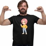 Fashion, accesorii si bijuterii - Barbati - Imbracaminte - Tricouri si bluze barbati - Tricou Barbati Huntrix Saja Boys Romance Kpop, negru, marime 2XL - Infinity.ro