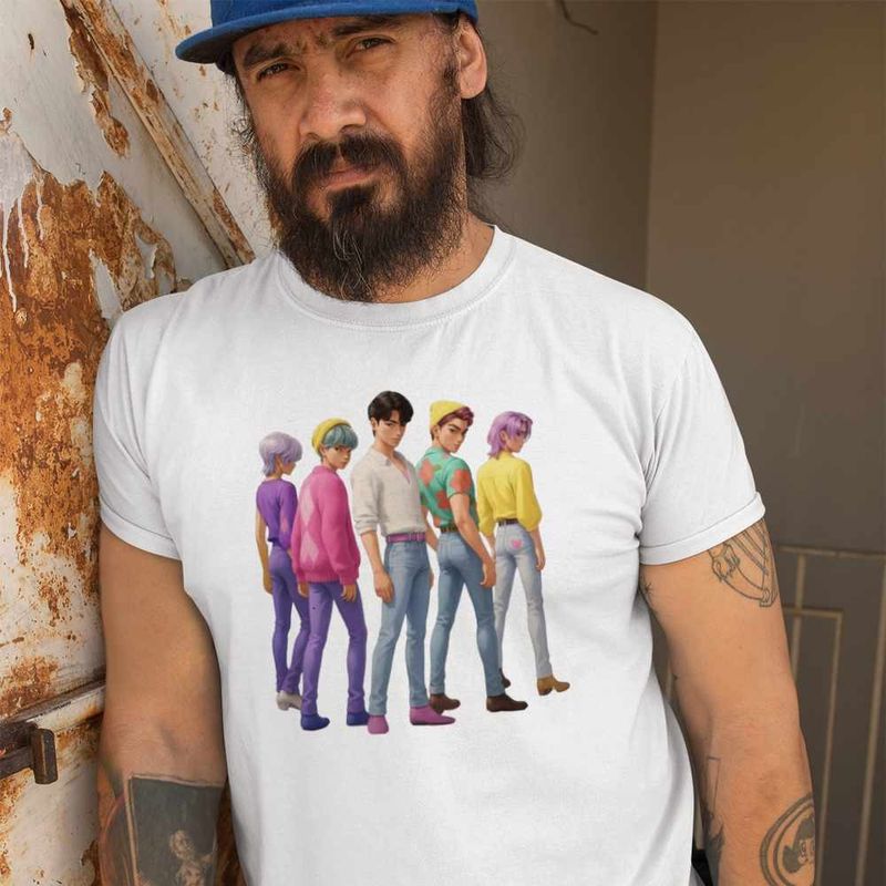 Fashion, accesorii si bijuterii - Barbati - Imbracaminte - Tricouri si bluze barbati - Tricou Barbati Huntrix Saja Boys Kpop Trupa, alb, marime L - Infinity.ro