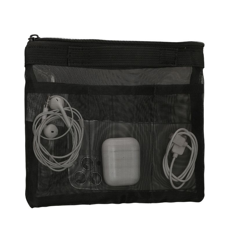 PC, gaming si accesorii - Retelistica - Cabluri si accesorii - Geanta organizatoare cabluri Kwmobile, compartimente, fermoar, textil, negru - Infinity.ro