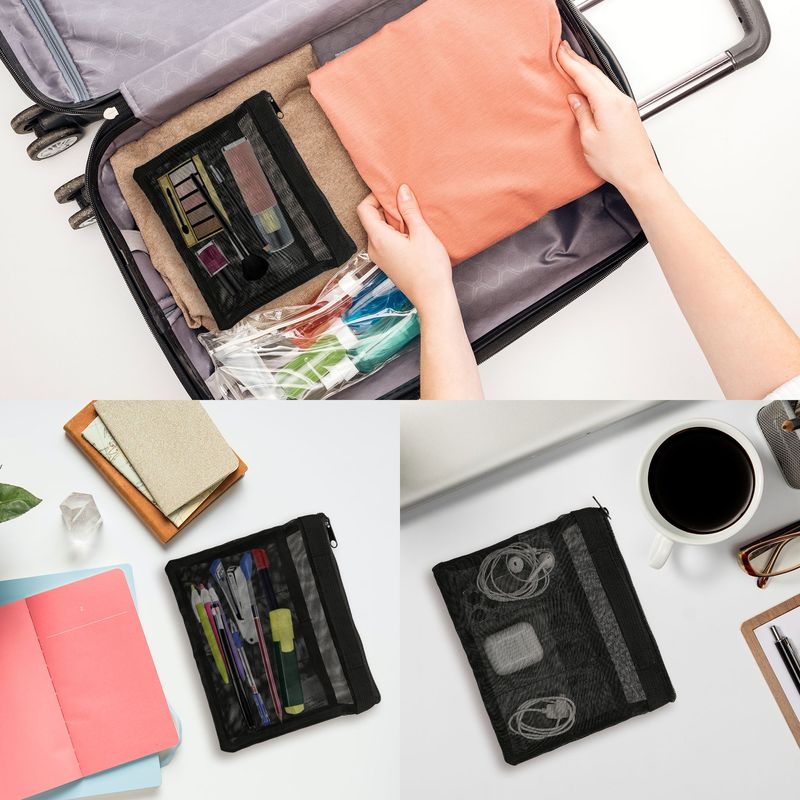 PC, gaming si accesorii - Retelistica - Cabluri si accesorii - Geanta organizatoare cabluri Kwmobile, compartimente, fermoar, textil, negru - Infinity.ro