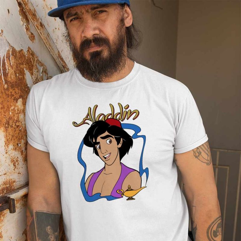 Fashion, accesorii si bijuterii - Barbati - Imbracaminte - Tricouri si bluze barbati - Tricou Barbati Aladdin Lampa Fermecata Ali Baba Aladin, alb, marime 3XL - Infinity.ro