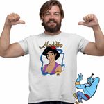 Fashion, accesorii si bijuterii - Barbati - Imbracaminte - Tricouri si bluze barbati - Tricou Barbati Aladdin Lampa Fermecata Ali Baba Aladin, alb, marime 3XL - Infinity.ro