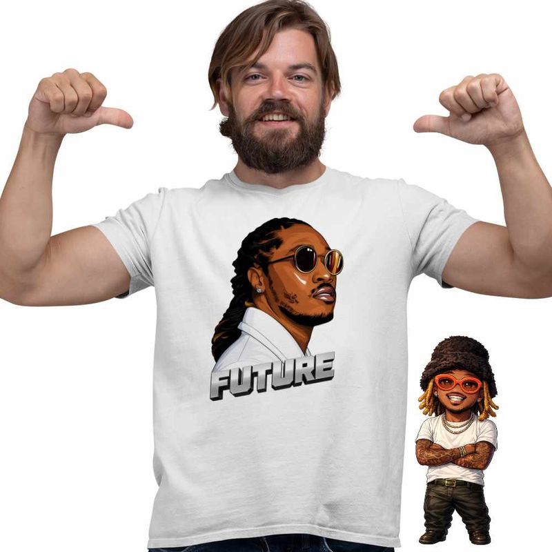Fashion, accesorii si bijuterii - Barbati - Imbracaminte - Tricouri si bluze barbati - Tricou Barbati Future Rapper Trap Music, alb, marime L - Infinity.ro