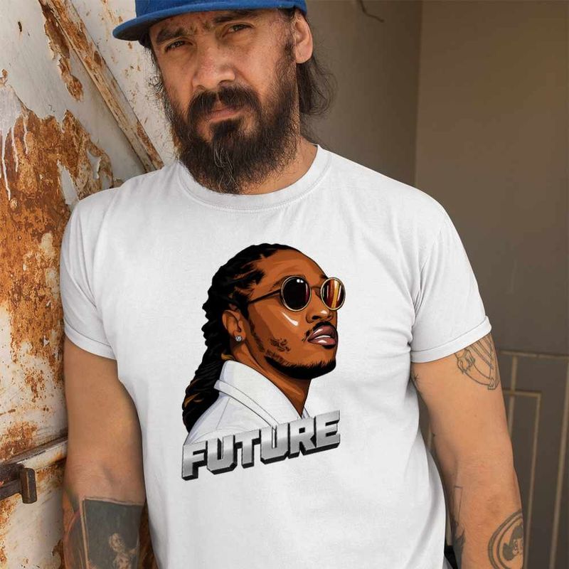 Fashion, accesorii si bijuterii - Barbati - Imbracaminte - Tricouri si bluze barbati - Tricou Barbati Future Rapper Trap Music, alb, marime L - Infinity.ro