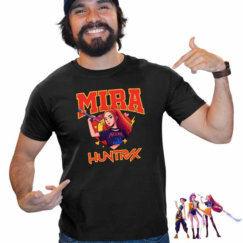 Fashion, accesorii si bijuterii - Barbati - Imbracaminte - Tricouri si bluze barbati - Tricou Barbati Huntrix Mira Avoline Kpop, negru, marime M - Infinity.ro