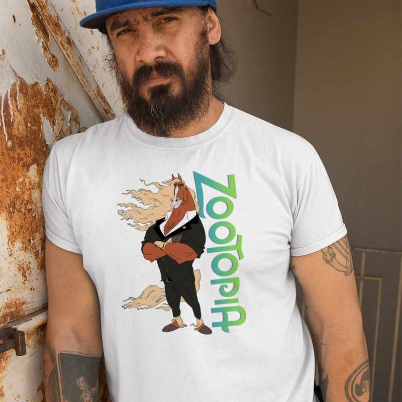 Fashion, accesorii si bijuterii - Barbati - Imbracaminte - Tricouri si bluze barbati - Tricou Barbati Zootopia Winddancer Cal Primar Dansator Zootropolis, alb, marime 2XL - Infinity.ro
