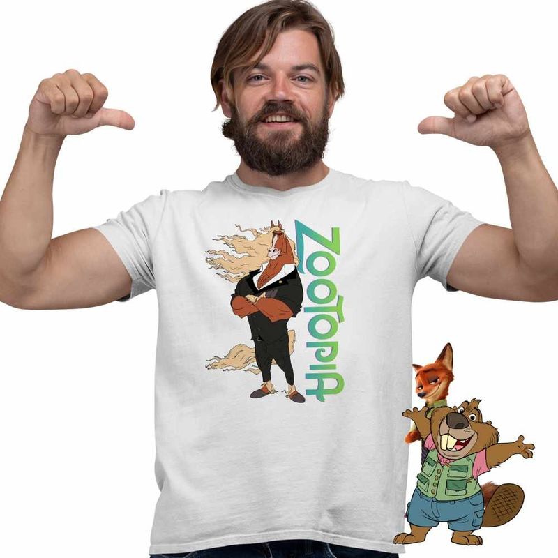 Fashion, accesorii si bijuterii - Barbati - Imbracaminte - Tricouri si bluze barbati - Tricou Barbati Zootopia Winddancer Cal Primar Dansator Zootropolis, alb, marime 2XL - Infinity.ro