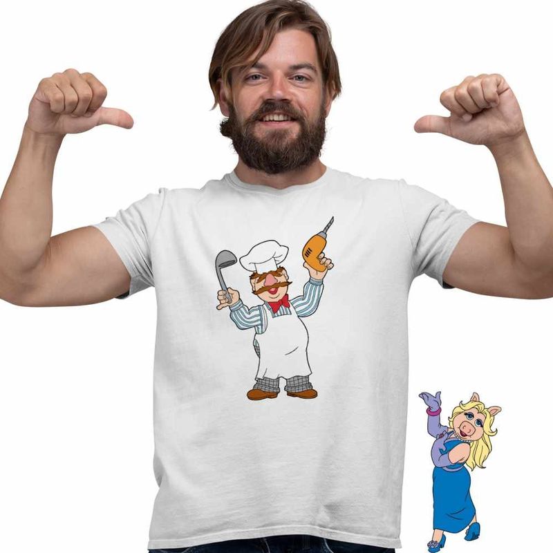 Fashion, accesorii si bijuterii - Barbati - Imbracaminte - Tricouri si bluze barbati - Tricou Barbati The Muppets Swedish Chef, alb, marime M - Infinity.ro