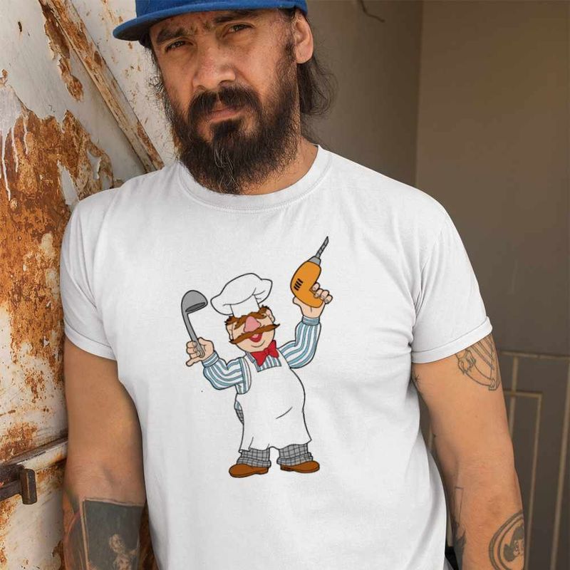 Fashion, accesorii si bijuterii - Barbati - Imbracaminte - Tricouri si bluze barbati - Tricou Barbati The Muppets Swedish Chef, alb, marime M - Infinity.ro