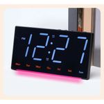 Casa si Gradina - Decoratiuni - Ceasuri - Ceas digital LED de perete si birou carcasa neagra lumina albastra afisaj ora data temperatura dubla alarma lumina veghe - Infinity.ro