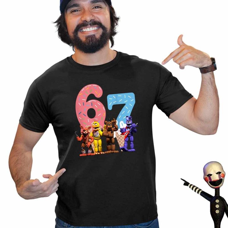 Fashion, accesorii si bijuterii - Barbati - Imbracaminte - Tricouri si bluze barbati - Tricou Barbati Fnaf Six Seven Ice Cream Party Five Nights at Freddy Horror Halloween, negru, marime 2XL - Infinity.ro