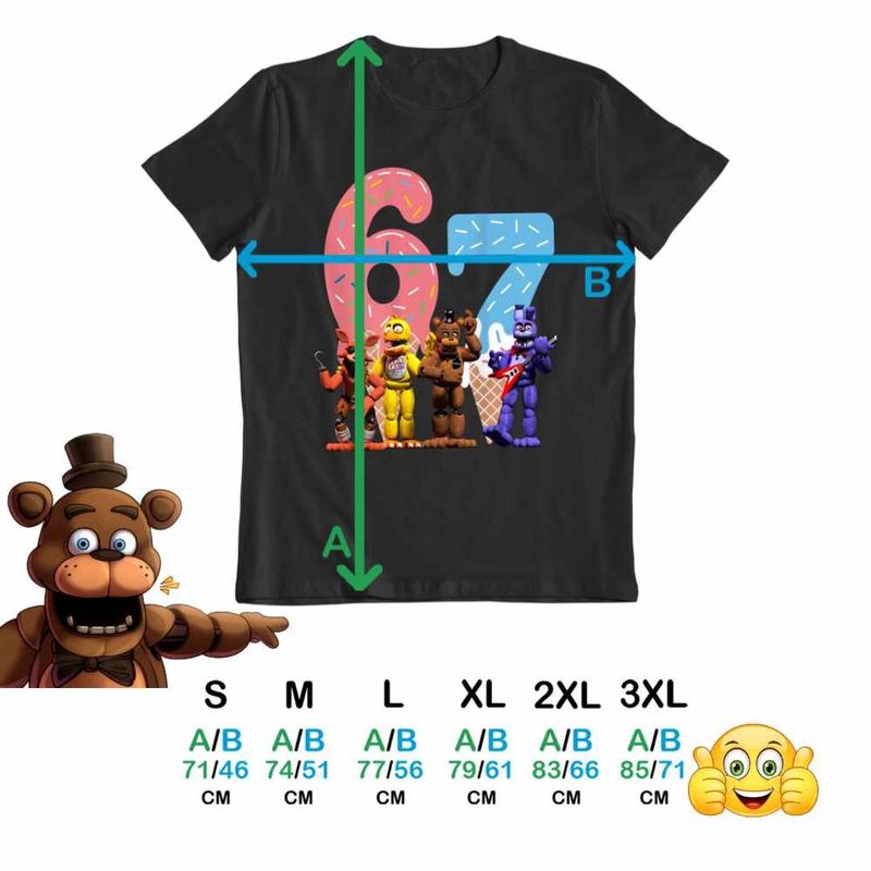 Fashion, accesorii si bijuterii - Barbati - Imbracaminte - Tricouri si bluze barbati - Tricou Barbati Fnaf Six Seven Ice Cream Party Five Nights at Freddy Horror Halloween, negru, marime 2XL - Infinity.ro