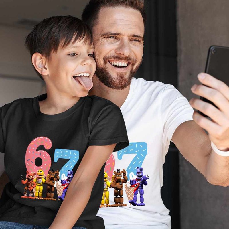 Fashion, accesorii si bijuterii - Barbati - Imbracaminte - Tricouri si bluze barbati - Tricou Barbati Fnaf Six Seven Ice Cream Party Five Nights at Freddy Horror Halloween, negru, marime 2XL - Infinity.ro