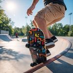 Sport si Outdoor - Role, trotinete si skateboard - Placi de rulat - Skateboard - Skateboard Negru cu Model Labirint, 71x19,5 cm - Infinity.ro