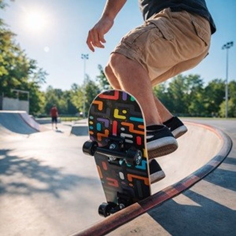 Sport si Outdoor - Role, trotinete si skateboard - Placi de rulat - Skateboard - Skateboard Negru cu Model Labirint, 71x19,5 cm - Infinity.ro