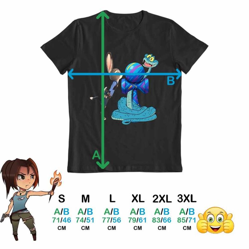 Fashion, accesorii si bijuterii - Barbati - Imbracaminte - Tricouri si bluze barbati - Tricou Barbati Kendama Zootopia Gary Judy Politist Sarpe Iepure, negru, marime XL - Infinity.ro