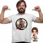 Fashion, accesorii si bijuterii - Barbati - Imbracaminte - Tricouri si bluze barbati - Tricou Barbati Tomb Raider Lara Croft Razboi Camuflaj, alb, marime S - Infinity.ro