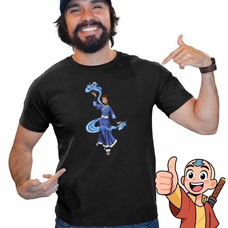 Fashion, accesorii si bijuterii - Barbati - Imbracaminte - Tricouri si bluze barbati - Tricou Barbati Avatar Katara Waterbender Legenda lui Aang Arte Martiale, negru, marime M - Infinity.ro
