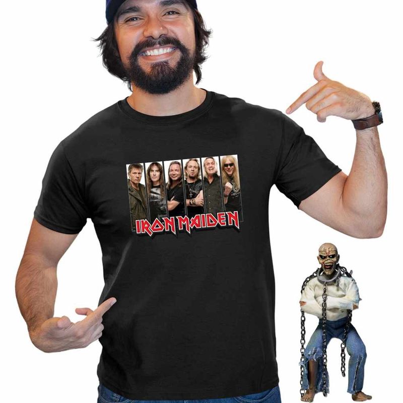 Fashion, accesorii si bijuterii - Barbati - Imbracaminte - Tricouri si bluze barbati - Tricou Barbati Iron Maiden All Gang Heavy Metal, negru, marime M - Infinity.ro