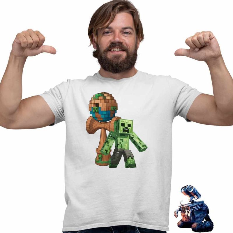 Fashion, accesorii si bijuterii - Barbati - Imbracaminte - Tricouri si bluze barbati - Tricou Barbati Kendama Minecraft Creeper Trial, alb, marime XL - Infinity.ro