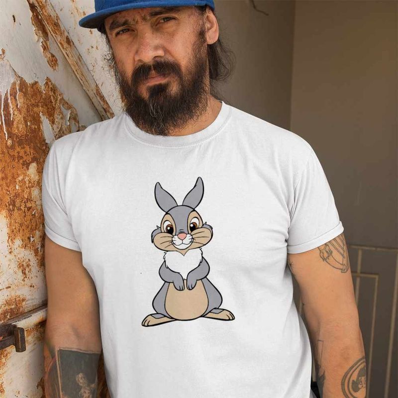 Fashion, accesorii si bijuterii - Barbati - Imbracaminte - Tricouri si bluze barbati - Tricou Barbati Iepuras Thumper Bambi Dragut, alb, marime XL - Infinity.ro