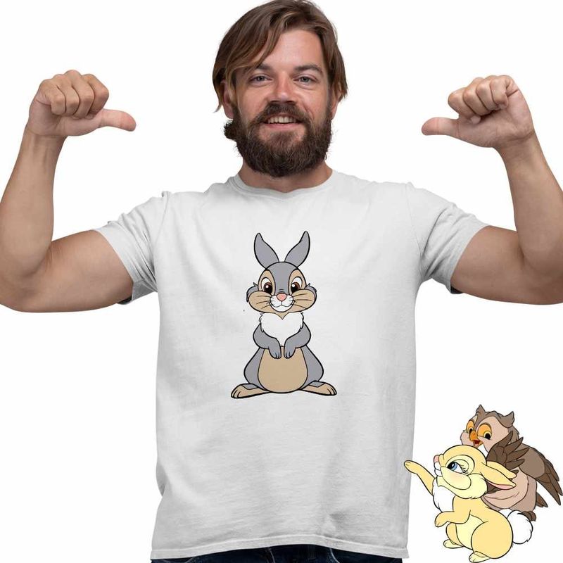 Fashion, accesorii si bijuterii - Barbati - Imbracaminte - Tricouri si bluze barbati - Tricou Barbati Iepuras Thumper Bambi Dragut, alb, marime XL - Infinity.ro