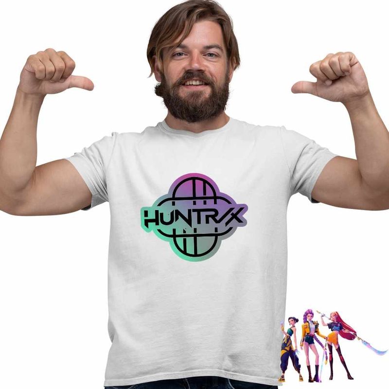 Fashion, accesorii si bijuterii - Barbati - Imbracaminte - Tricouri si bluze barbati - Tricou Barbati Huntrix Simbol Kpop Demon Hunters, alb, marime XL - Infinity.ro