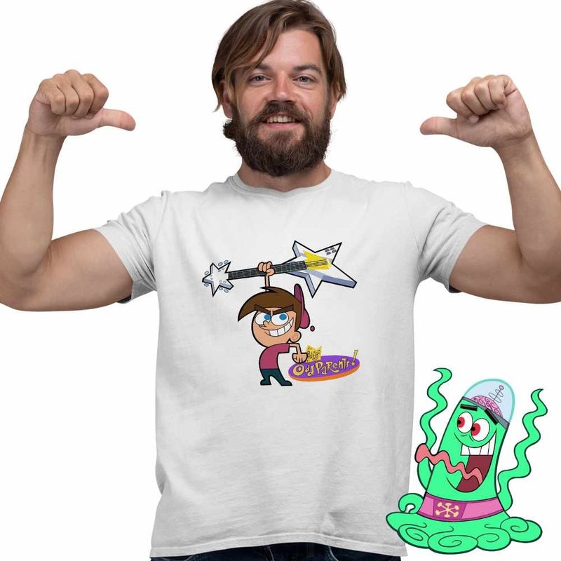 Fashion, accesorii si bijuterii - Barbati - Imbracaminte - Tricouri si bluze barbati - Tricou Barbati Fairly Odd Parents Timmy Turner Chitara Nasii mei Vrajitori, alb, marime M - Infinity.ro
