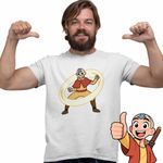Fashion, accesorii si bijuterii - Barbati - Imbracaminte - Tricouri si bluze barbati - Tricou Barbati Avatar Legenda lui Aang Airbender Calugar Shaolin, alb, marime M - Infinity.ro