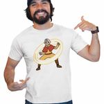 Fashion, accesorii si bijuterii - Barbati - Imbracaminte - Tricouri si bluze barbati - Tricou Barbati Avatar Legenda lui Aang Airbender Calugar Shaolin, alb, marime M - Infinity.ro