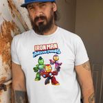 Fashion, accesorii si bijuterii - Barbati - Imbracaminte - Tricouri si bluze barbati - Tricou Barbati Iron Man Awesome Friends, alb, marime L - Infinity.ro