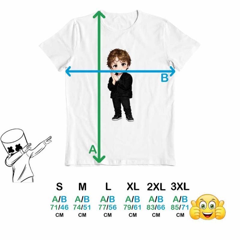 Fashion, accesorii si bijuterii - Barbati - Imbracaminte - Tricouri si bluze barbati - Tricou Barbati Lewis Capaldi Chibi Cartoon, alb, marime M - Infinity.ro