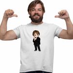 Fashion, accesorii si bijuterii - Barbati - Imbracaminte - Tricouri si bluze barbati - Tricou Barbati Lewis Capaldi Chibi Cartoon, alb, marime M - Infinity.ro