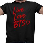 Fashion, accesorii si bijuterii - Barbati - Imbracaminte - Tricouri si bluze barbati - Tricou Barbati Live Love BTS Bangtan K-Pop, negru, marime M - Infinity.ro