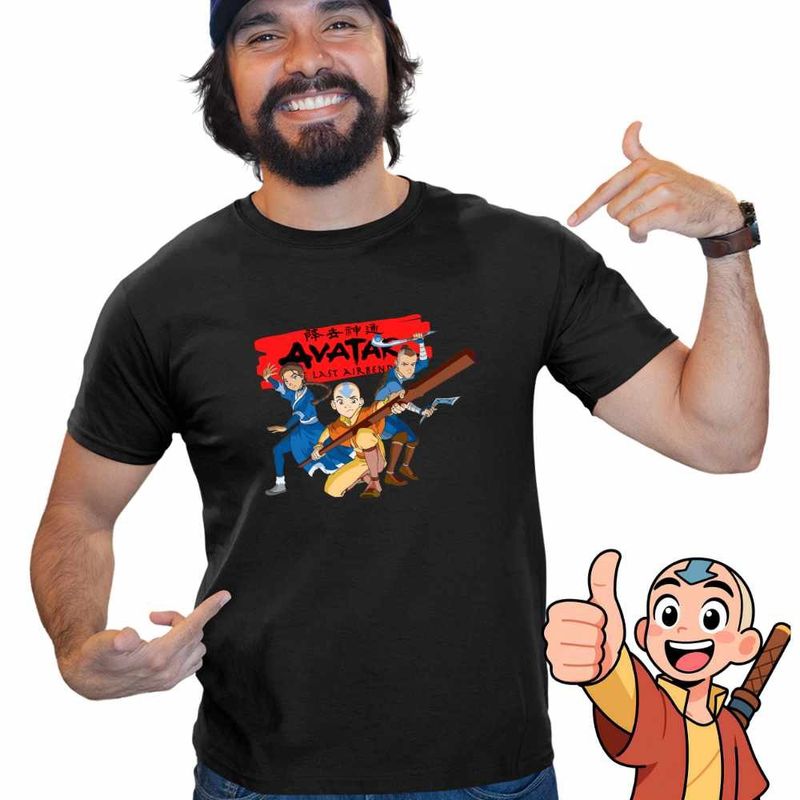 Fashion, accesorii si bijuterii - Barbati - Imbracaminte - Tricouri si bluze barbati - Tricou Barbati Avatar Last Airbender Katara Sokka, negru, marime L - Infinity.ro