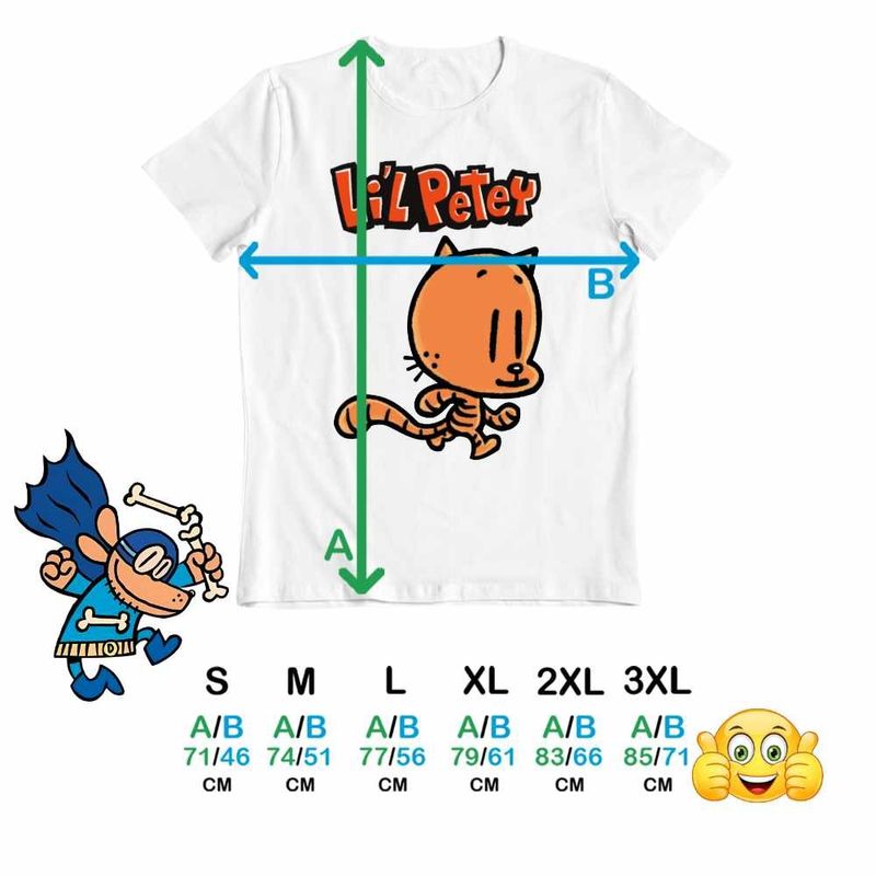 Fashion, accesorii si bijuterii - Barbati - Imbracaminte - Tricouri si bluze barbati - Tricou Barbati Dog Man Lil Petey Pisica Dav Pilkey, alb, marime XL - Infinity.ro