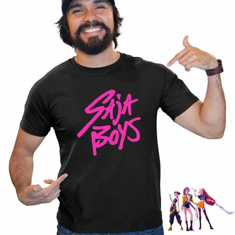 Fashion, accesorii si bijuterii - Barbati - Imbracaminte - Tricouri si bluze barbati - Tricou Barbati Huntrix Saja Boys Kpop, negru, marime XL - Infinity.ro