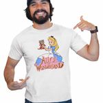 Fashion, accesorii si bijuterii - Barbati - Imbracaminte - Tricouri si bluze barbati - Tricou Barbati Alice Tara Minunilor Dinah, alb, marime M - Infinity.ro