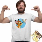 Fashion, accesorii si bijuterii - Barbati - Imbracaminte - Tricouri si bluze barbati - Tricou Barbati Bambi Fluturas Natura Caprioara, alb, marime 3XL - Infinity.ro