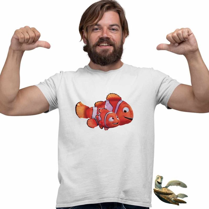 Fashion, accesorii si bijuterii - Barbati - Imbracaminte - Tricouri si bluze barbati - Tricou Barbati Finding Nemo Ocean Marlin Peste Clovn, alb, marime L - Infinity.ro