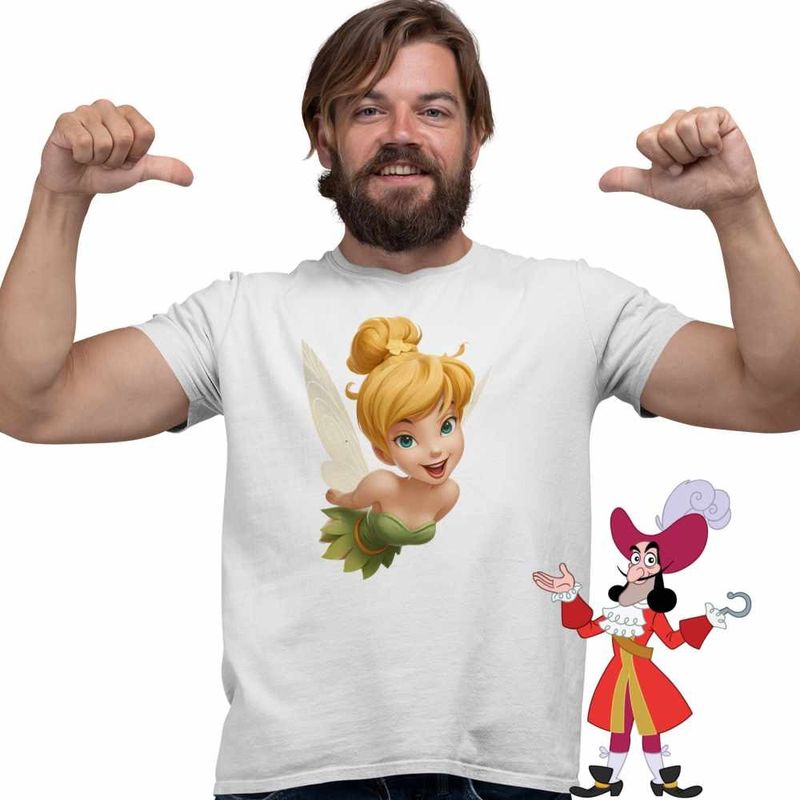 Fashion, accesorii si bijuterii - Barbati - Imbracaminte - Tricouri si bluze barbati - Tricou Barbati Tinker Bell Peter Pan Clopotica, alb, marime M - Infinity.ro