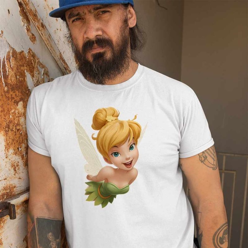 Fashion, accesorii si bijuterii - Barbati - Imbracaminte - Tricouri si bluze barbati - Tricou Barbati Tinker Bell Peter Pan Clopotica, alb, marime M - Infinity.ro