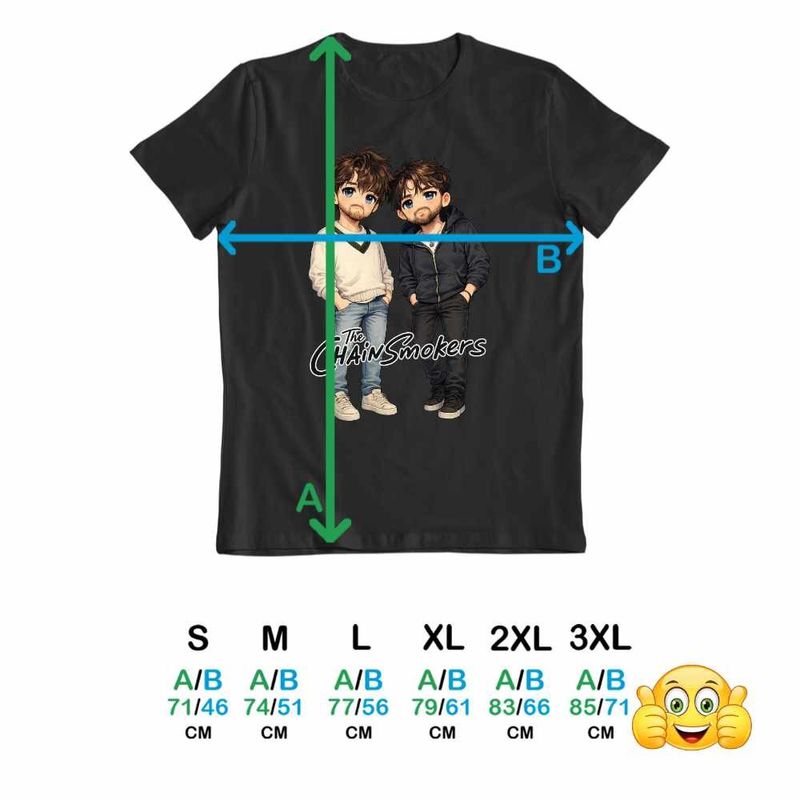 Fashion, accesorii si bijuterii - Barbati - Imbracaminte - Tricouri si bluze barbati - Tricou Barbati The Chainsmokers Anime Cartoon, negru, marime XL - Infinity.ro