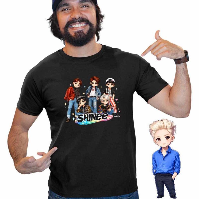 Fashion, accesorii si bijuterii - Barbati - Imbracaminte - Tricouri si bluze barbati - Tricou Barbati Shinee Kpop All Gang, negru, marime M - Infinity.ro