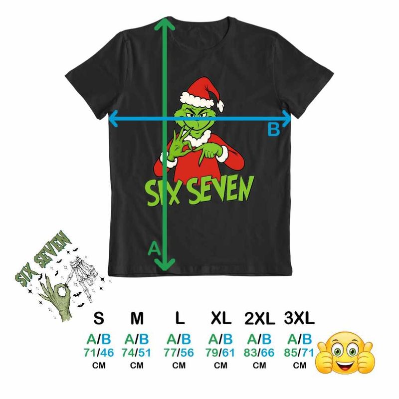 Fashion, accesorii si bijuterii - Barbati - Imbracaminte - Tricouri si bluze barbati - Tricou Barbati Six Seven Grinch Craciun, negru, marime M - Infinity.ro