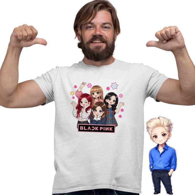Fashion, accesorii si bijuterii - Barbati - Imbracaminte - Tricouri si bluze barbati - Tricou Barbati BlackPink Merch K-pop Korea, alb, marime S - Infinity.ro