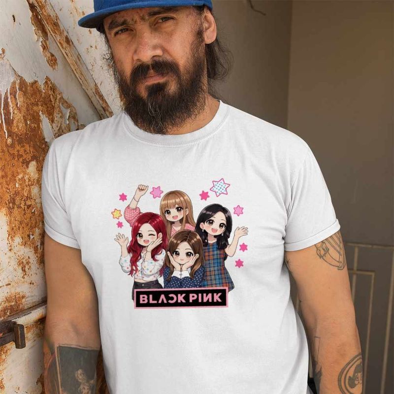 Fashion, accesorii si bijuterii - Barbati - Imbracaminte - Tricouri si bluze barbati - Tricou Barbati BlackPink Merch K-pop Korea, alb, marime S - Infinity.ro