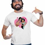 Fashion, accesorii si bijuterii - Barbati - Imbracaminte - Tricouri si bluze barbati - Tricou Barbati Aladdin Jasmine Valentines Day Love Dragobete Cuplu, alb, marime XL - Infinity.ro